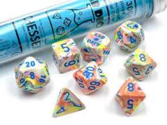 CHX30047 - Polyhedral 7-Die Set - LAB DICE - FESTIVE KALEIDOSCOPE/BLUE